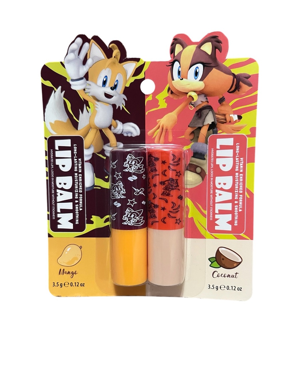Sonic the Hedgehog Lip Balm Set | Tails Mango & Sticks Coconut | NIP